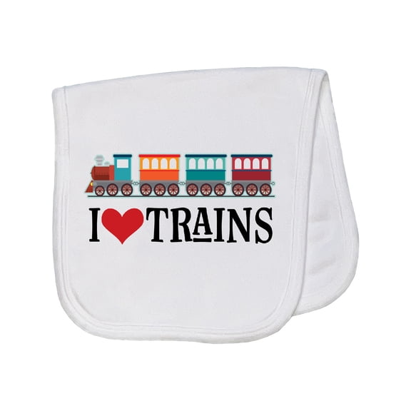 Inktastic I Love Trains Baby Burp Cloth