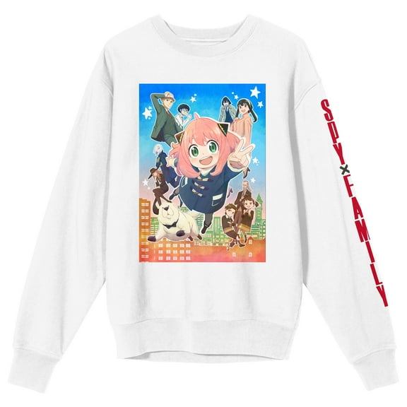Spy x Family Group Image Women's White Crew Neck Sweatshirt-Small
