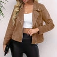 thumbnail image 2 of Tianiyouqing Womens Faux Suede Jacket Fall Winter Fashion Casual Oversized Faux Leather Blazer Jacket Trench Coat Brown XL, 2 of 7