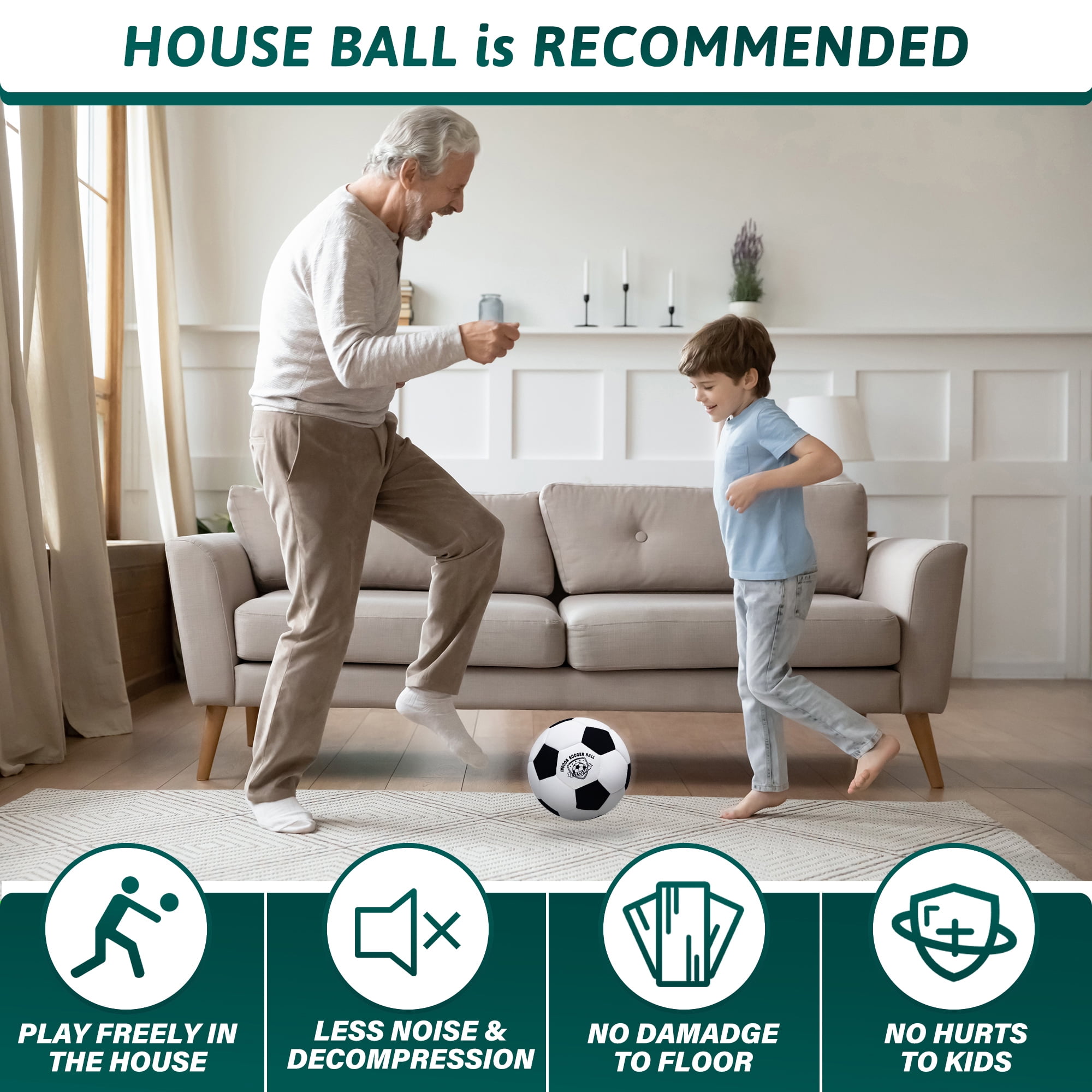 Indoor Soccer Balls Size 4 - Soft Safe for Protect Inside House Furniture - Size 4 Soccer Balls for Girls Kids Youth Boys Fun Soccer Gifts Birthday Christmas