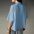 thumbnail image 6 of adaychics Oversized Blouse for Women Dressy V Neck Textured Lapel Short Sleeve Shirts Casual Summer Tops for Travel, 6 of 7