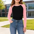 thumbnail image 2 of Girls Long Sleeve Shirts Raglan Color Slim Fit Cute Tunic Top for 5-14 Years, 2 of 6