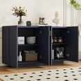 thumbnail image 4 of Harper & Bright Designs 4 Door Buffet Cabinet with Adjustable Shelves, Wood Retro Large Accent Cabinet Sideboard with 4 Wavy Doors for Kitchen Dining Room and Living Room, Antique Navy, 4 of 18