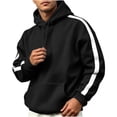 thumbnail image 6 of Gytharion Men's Contrast Stripe Hoodies Drawstring Kangaroo Pockets Solid Color Casual Pullovers Winter Warm Classic Sports Sweatshirts, 6 of 6