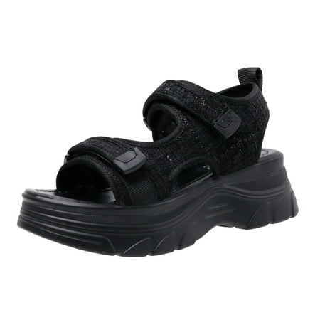 

Black Sandals Women Comfortable Fashion Arrival New Casual Sport Sandal Leather Thick Soles Wave Soles Lady Beach Sandal Trend Sandals Shoes For Women Sandals Wedges