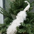 thumbnail image 4 of White Feathered Peacock Christmas Decor Simulation Peacock Sequin Birds with Clip Xmas Tree Ornaments Home Garden Decorations (15.75"x3.15"), 4 of 7