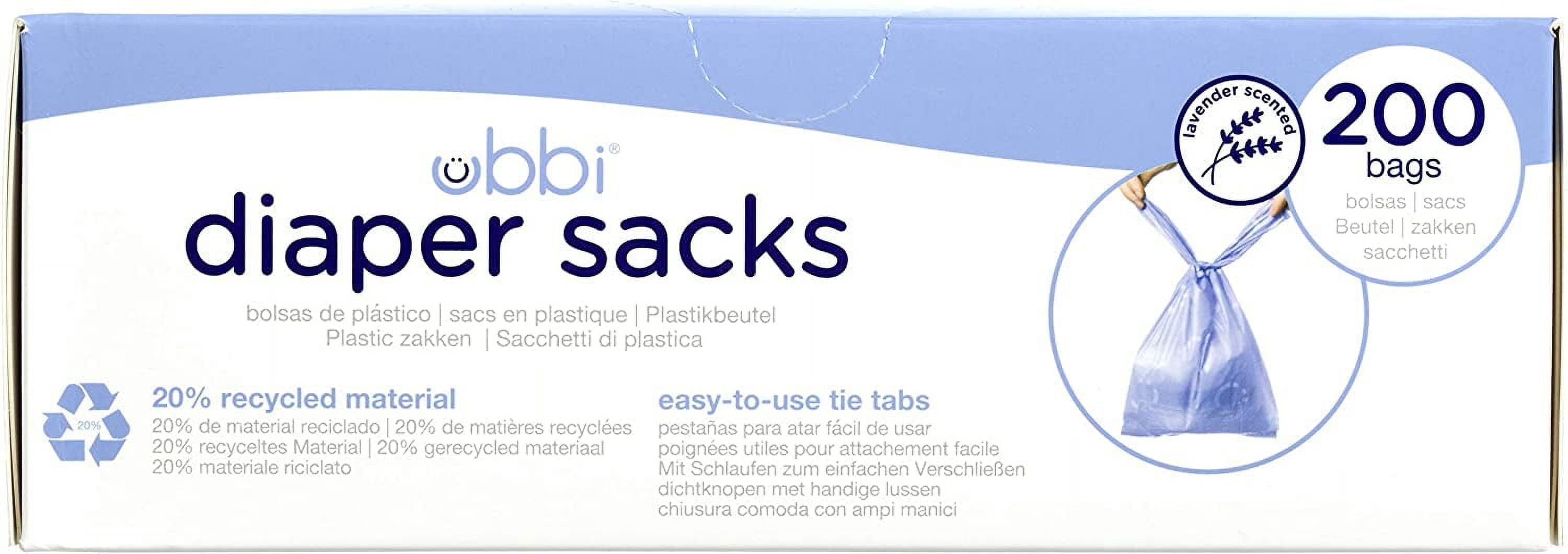 Disposable Diaper Sacks, Lavender Scented, Easy-To-Tie Tabs, Diaper Disposal or Pet Waste Bags, 200 Count (Pack of 2)