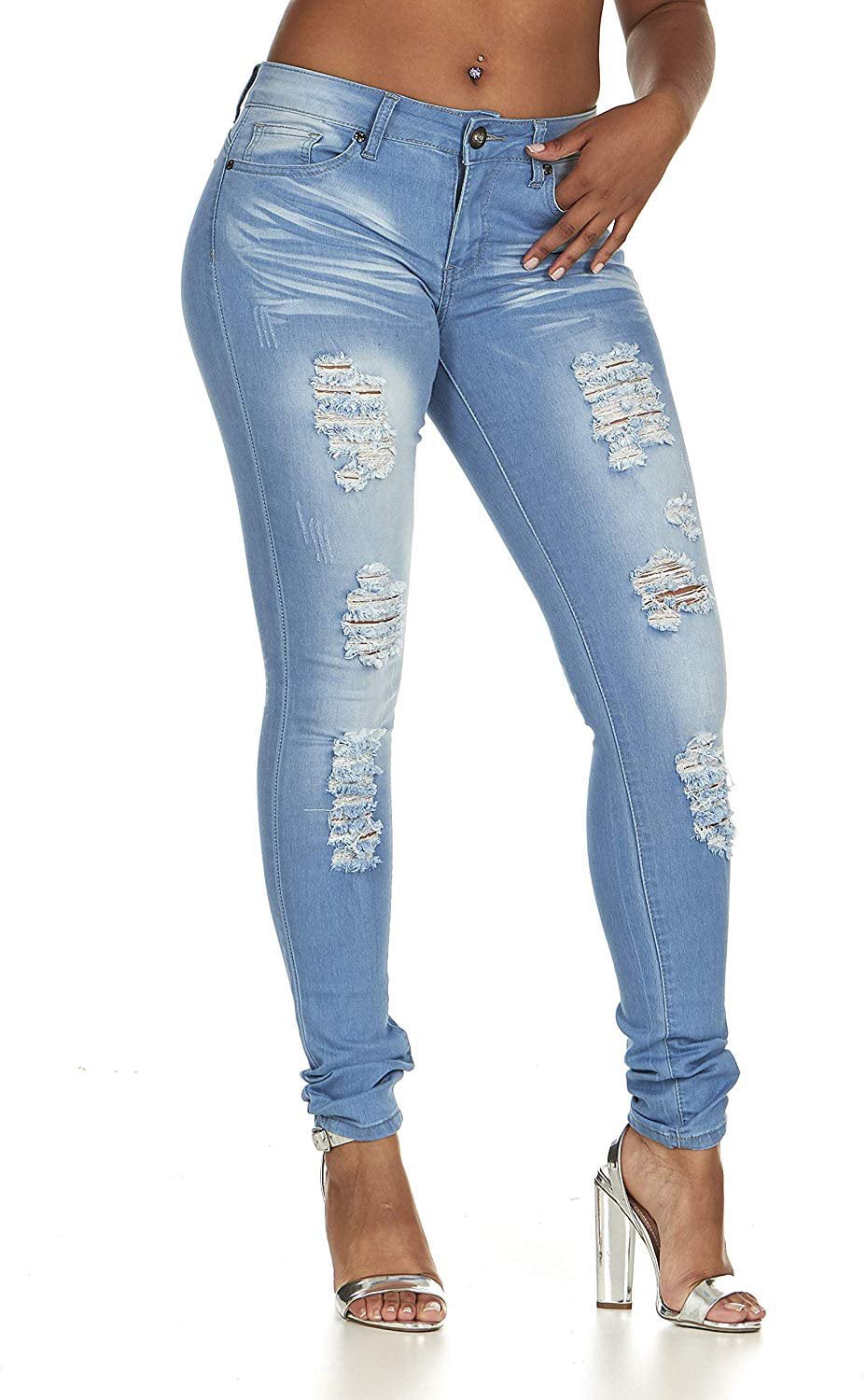 VIP Jeans - Cute Ripped Jeans for Women Distressed Washed Skinny Long ...