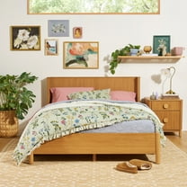 Beautiful Wrap Me Up Fluted Queen Bed by Drew Barrymore, Warm Honey Finish