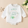 thumbnail image 2 of Coerni Baby Boy Girl My First St Patricks Day Outfit Long Sleeve Bubble Romper Sweatshirt Cloverss Print 1 Piece Bodysuit, 2 of 6