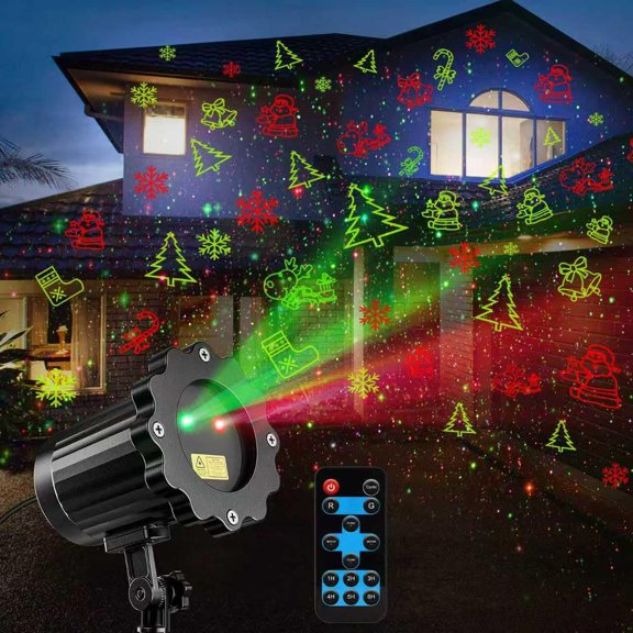 Brighter Laser Christmas Decoration Lights Outdoor Projector, 2025 Upgraded HD 8 Patterns 2 Colors Starlight Show Holiday Projector, Christmas Halloween Decoration Light Show for Outdoor, Garden, Par