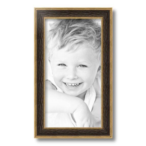 ArtToFrames 8x15" Black Panel With Gold Lip Picture Frame, Multi Wood Poster Frame, with Regular Glass and 2 (FBPL-5092)