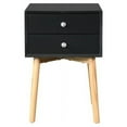 thumbnail image 3 of Side Table with 2 Drawer and Rubber Wood Legs, Mid-Century Modern Storage Cabinet Accent Nightstand Bedside Table for Bedroom Living Room Furniture, Space Saving Design, Easy Assembly, Black, 3 of 7