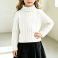 thumbnail image 4 of hotojiny Girls Turtleneck Sweater Long Sleeve Thermal Fall Winter Shirts Ribbed Knit Tops Casual Basic Layering Kids Outfit(White,15-16 Years), 4 of 6