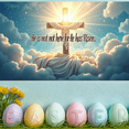 thumbnail image 5 of LUUFILx Easter Religious Banner He Has Risen Backdrop Cross Background Spiritual Church Decoration Resurrection Sunday Altar Display Faith Event Decor, 5 of 8