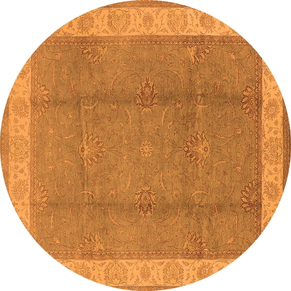 Ahgly Company Indoor Round Oriental Orange Traditional Area Rugs, 5' Round