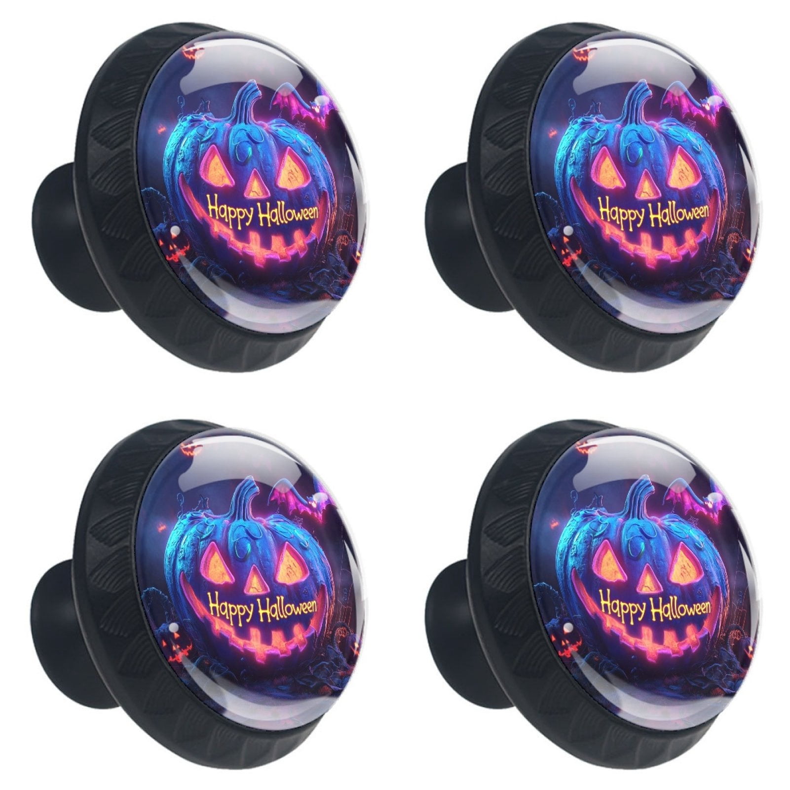 4 Pcs Happy Halloween Knobs for Kitchen Cabinet Cupboard Dresser Bookcase Drawer Pulls Handles Round Home Decor