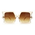 thumbnail image 4 of Womens Bat Wing Oversized Rectangular Plastic Fashion Sunglasses Peach - Brown, 4 of 7