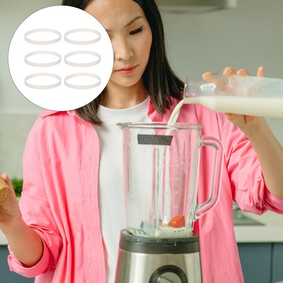 KONTONTY 6Pcs White Silicone O-Ring for Juicer Replacement Practical Sealing Ring High Temperature Resistant