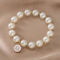 thumbnail image 2 of Imitation Pearl Alphabet Bracelet Elegant Elastic Cord Beaded Jewelry For Women Accessory, 2 of 4