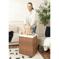 thumbnail image 3 of Laundry Hamper With Lid PE Rattan Powder Coating Frame Clothes Hampers with 01 Removable Bags, 100L, Brown Color, 3 of 8