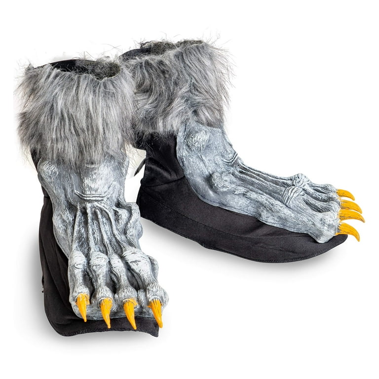 Skeleteen Werewolf Feet Shoe Covers - Silver Grey Were Wolf Monster Foot Claws Costume Accessories