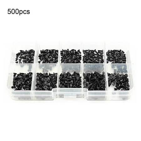 

SouthEle 500Pcs M2-M3 Screws Complete Uniform Carbon Steel Assorted Countersunk Screw Set for Consumer Electronics