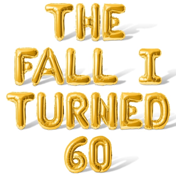 Letter Balloons - THE FALL I TURNED 60 16" Inch Alphabet Letters Foil Mylar Balloon 60th Birthday Party Banner (Gold)