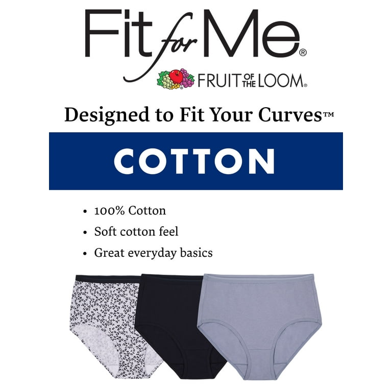 Fit for Me by Fruit of the Loom Women's Plus Size Brief Underwear, 10 Pack