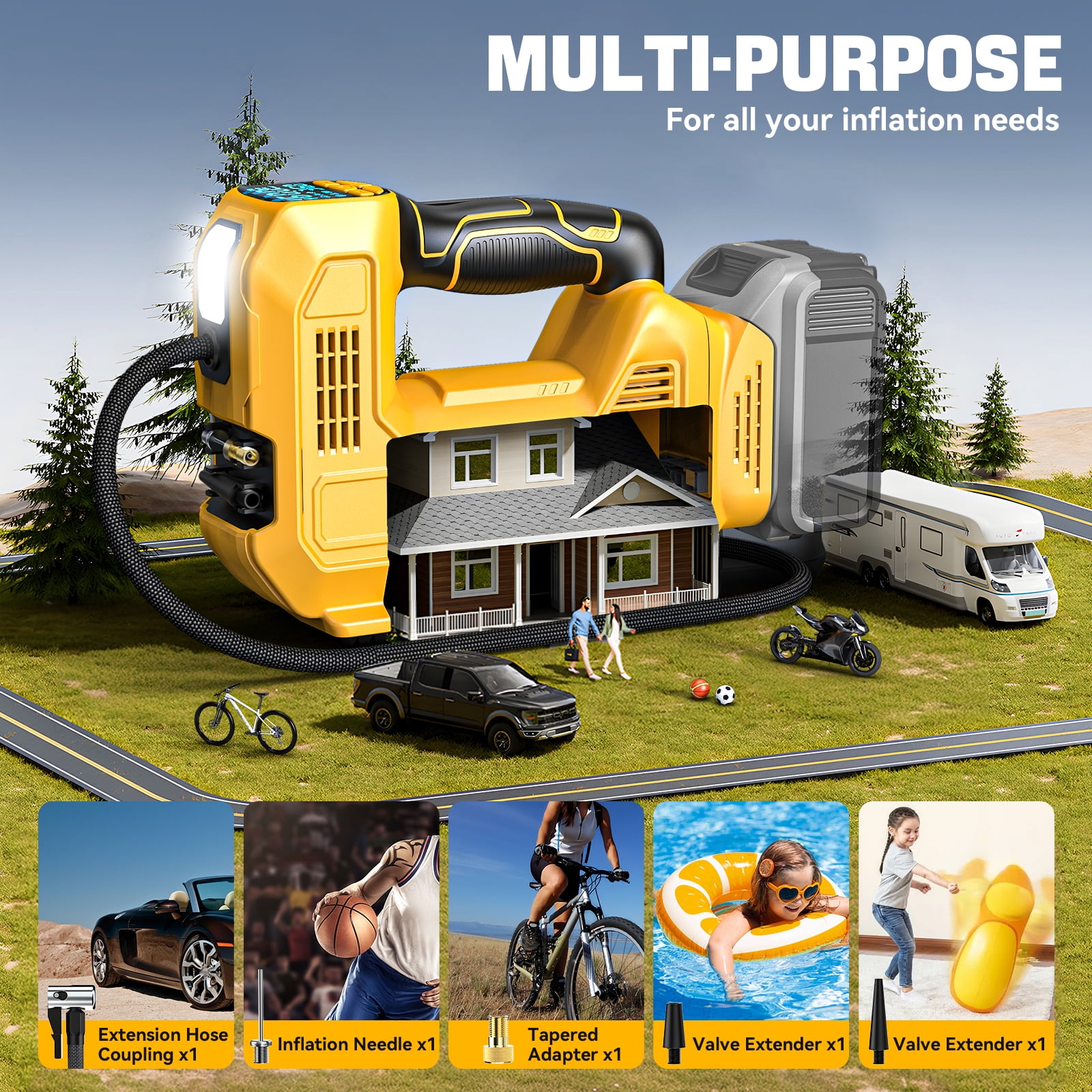 Tire Inflator for DEWALT 20V MAX Battery, Portable Air Compressor Auto Tire Pump(Tool Only, NO Battery)