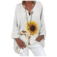 thumbnail image 4 of Blusa tipo camisa HUOGUO, talla grande, estampado floral, cuello en V, para mujer, 4 of 5
