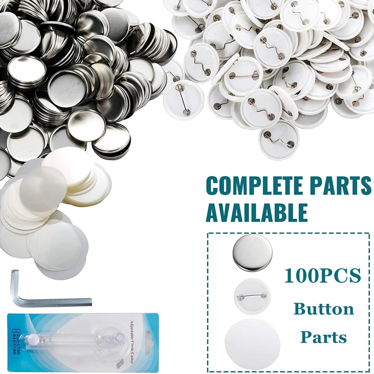 25MM Badges Button Maker Machine Kit, DIY Pin Badge Making Machine Set with 100 Button ,Beginner-Friendly