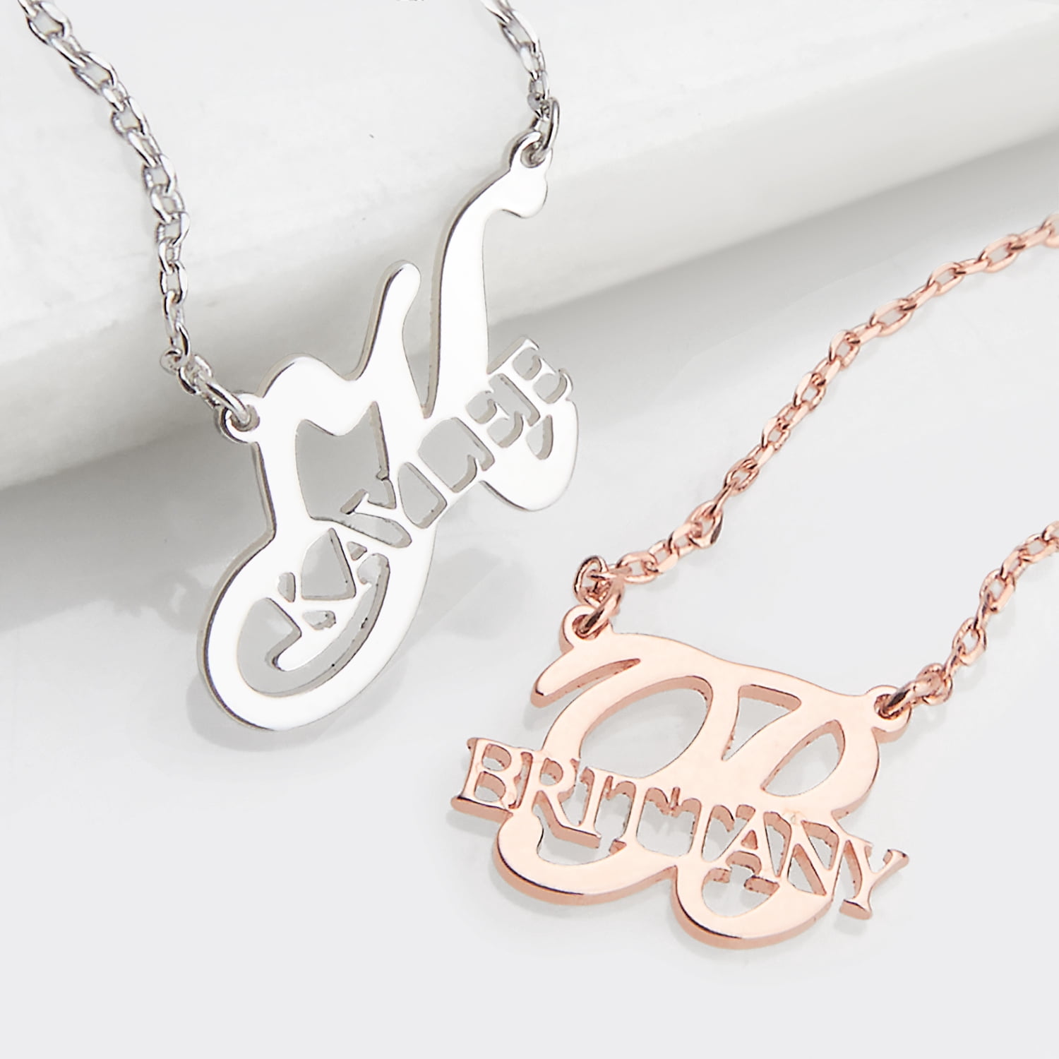 Personalized Planet Women's Script Initial and Name Necklace