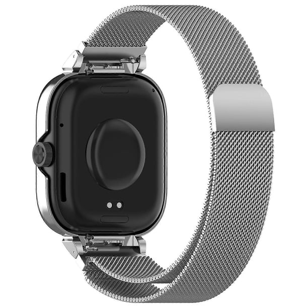 For Xiaomi Redmi Watch 4 Stainless Steel Milanese Watch Strap with Metal Case - Silver