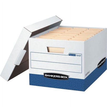Bankers Box Legal-Size Storage File Organizer, White & Blue, 4 Pack