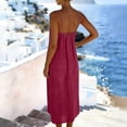 thumbnail image 4 of Summer Dresses for Women Casual Backless Spaghetti Strap V Neck Loose Flowy Beach Vacation Maxi Cotton Linen Dress,Sizes S-2XL, 4 of 6