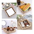 thumbnail image 2 of Rattan Napkin Holders for Table, Water Hyacinth Napkin Serving Tray, 7" x 7" x 2.6" Farmhouse Wicker Baskets,Square Tabletop Decor Storage Tray for Restaurant Dinner, 2 of 9