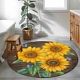 thumbnail image 3 of Sunflower Round Area Rug 3Ft Washable Small Circle Rugs for Kitchen Entryway, Yellow Summer Botanical Butterfly Wooden Vintage Non-Slip Carpet Floor Mats Indoor Outdoor Carpet Runner Home Decor, 3 of 8