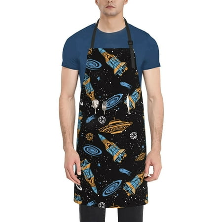 

Ocsxa Space Rocket Apron With Pockets Kitchen Bib Waterproof Resistant Women Men Unisex Adjustable