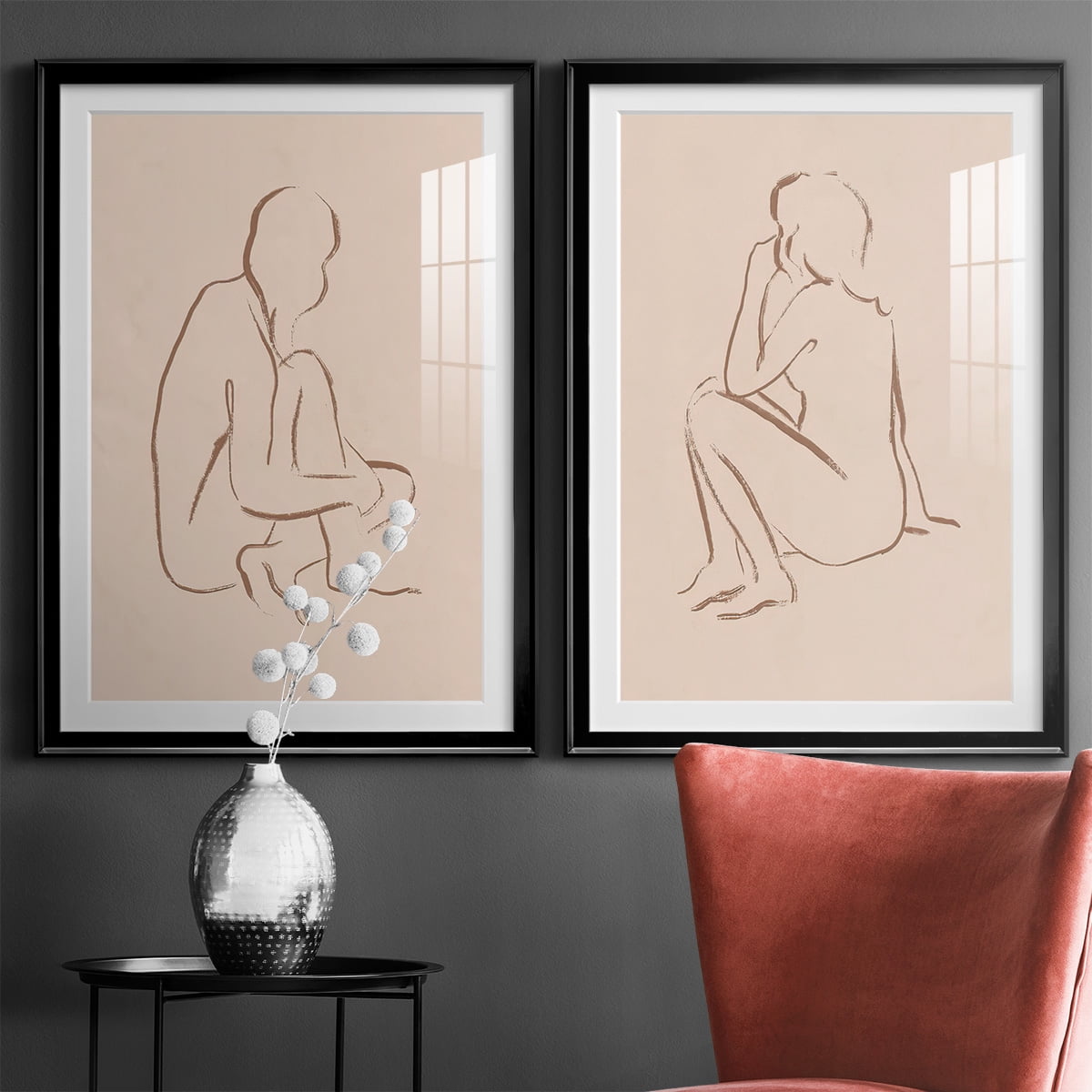 Wexford Home Sketched Pose I Premium Framed Print, 26.5" x 36.5" - Ready to Hang, Black (Set of 2)