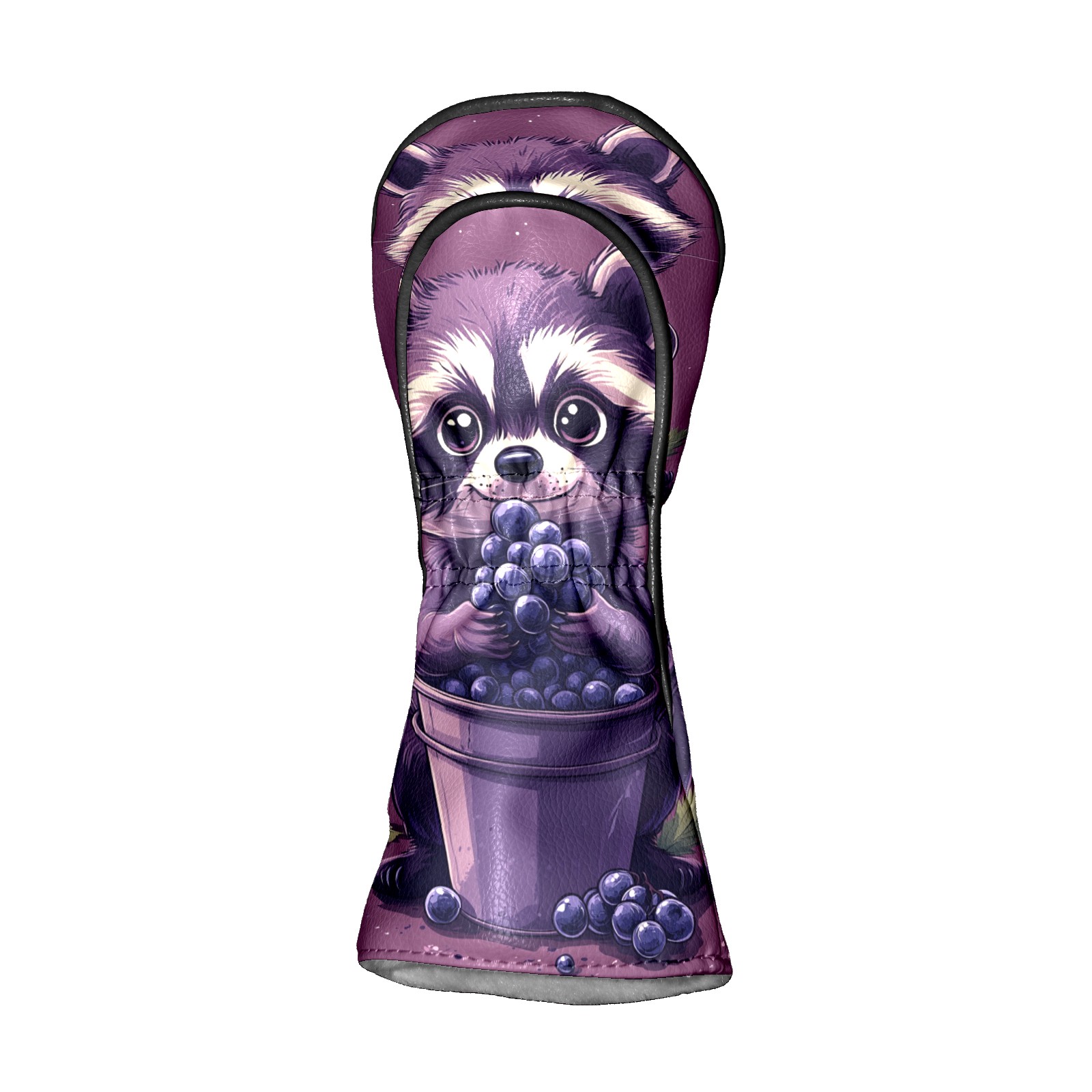 Golf Club Covers PU Leather Waterproof Head Covers for Fairway Woods Hybrids Cartoon Raccoon