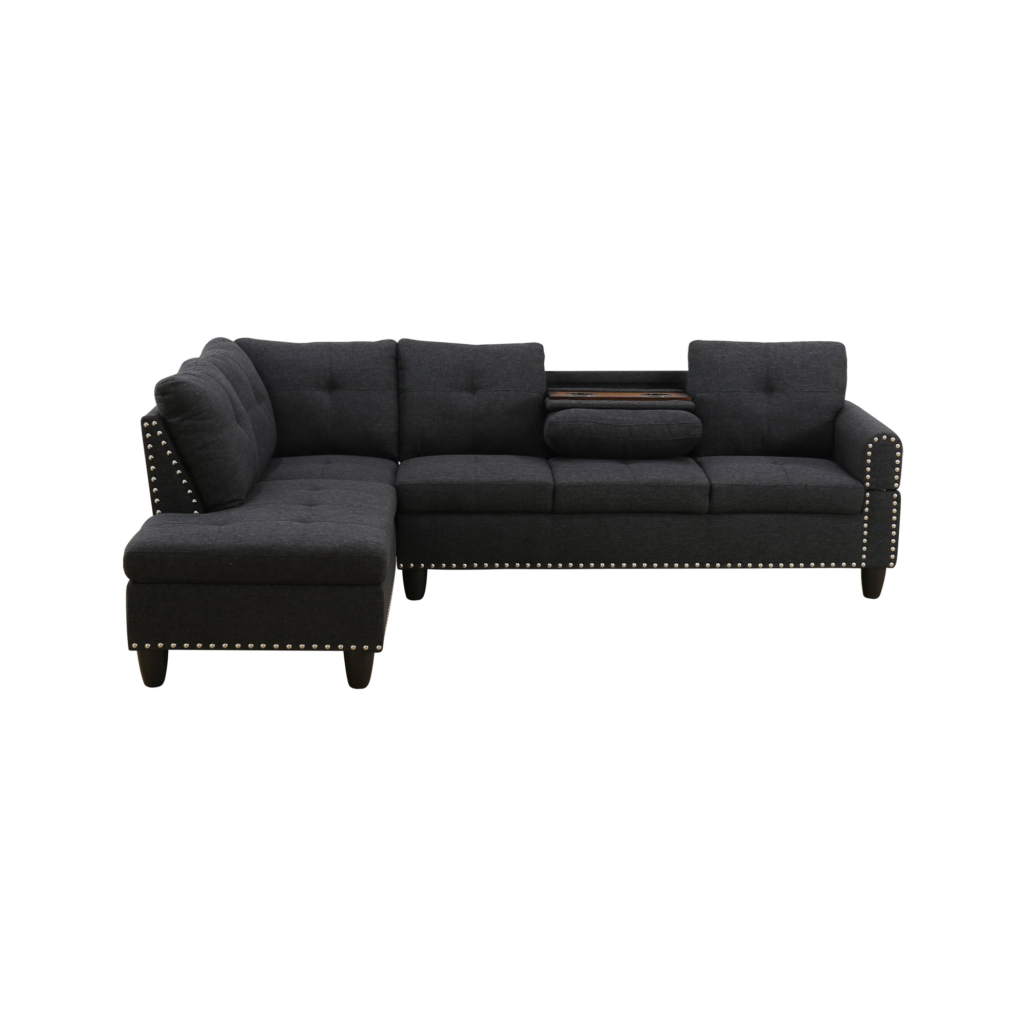 Howcool 98" Sectional Sofa, L-Shaped Couch with Left-Facing Chaise, Linen Fabric Modular Sectional Sofa for Living Room, Apartment & Small Space, Black
