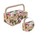 thumbnail image 3 of Small Sewing Basket Printed Design Sewing Tools Storage Box with Built-in Pin Cushion Interior Pocket, 3 of 9