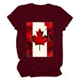 thumbnail image 5 of Canadian Maple Leaf Women's Casual Graphic Tees Short Sleeve Script Funny Canada Day T-Shirt Flag Themed Shirts Wine, M, 5 of 6