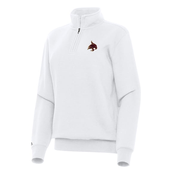 Women's Antigua White Texas State Bobcats Victory Quarter-Zip Sweatshirt