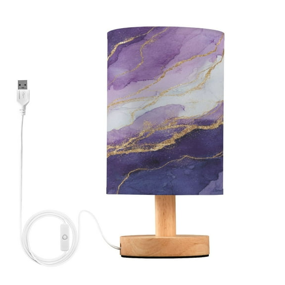 RMDQTR LED Push-Button Switch Warm-Tone Desk Lamp Plug-and-Play No Assembly Required Abstract Dark Purple Marble