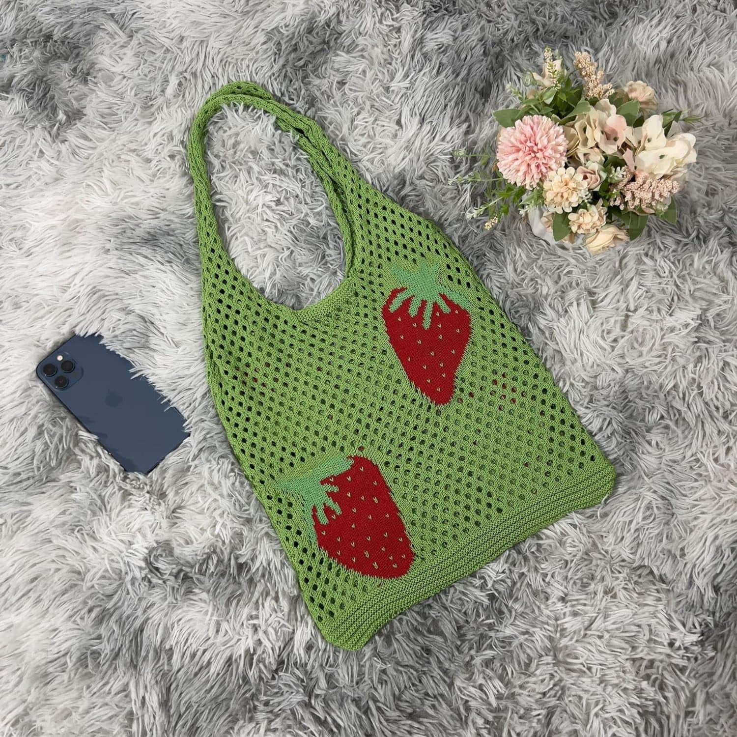 Kukuzhu Crochet Tote Bag Aesthetic Tote Bag Y2k Bag Fairy Aesthetic Tote Bags Fairy Accessories
