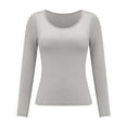 thumbnail image 4 of Dyfzdhu T Shirts with Built in Bra for Women Long Sleeve Modal Underwear Lounge Pajama Tops Padded Basic Tee Undershirt, 4 of 8