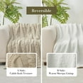 thumbnail image 3 of Cable Knit Throw Blanket for Couch, Chenille Sherpa Soft Cozy Throw Blankets for Sofa Chair Comfortable Home, 50"x60", Beige, 3 of 8