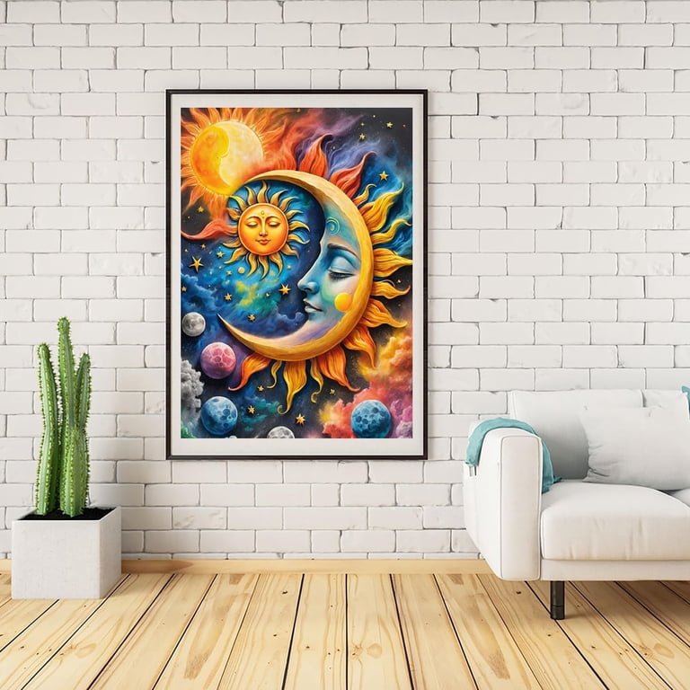 Sun & Moon Diamond Painting Kit For Adults - 12x16 Inch Landscape 5D Full Drill, Round Gem Art For Home Decor